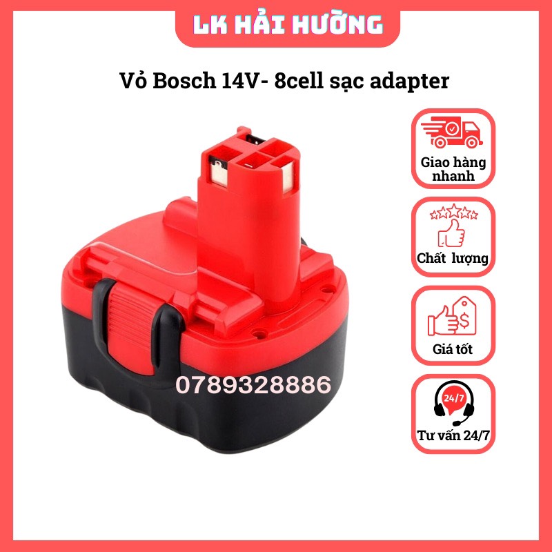 Vỏ pin Bosch 12V-14V Lion, nhận sạc adapter