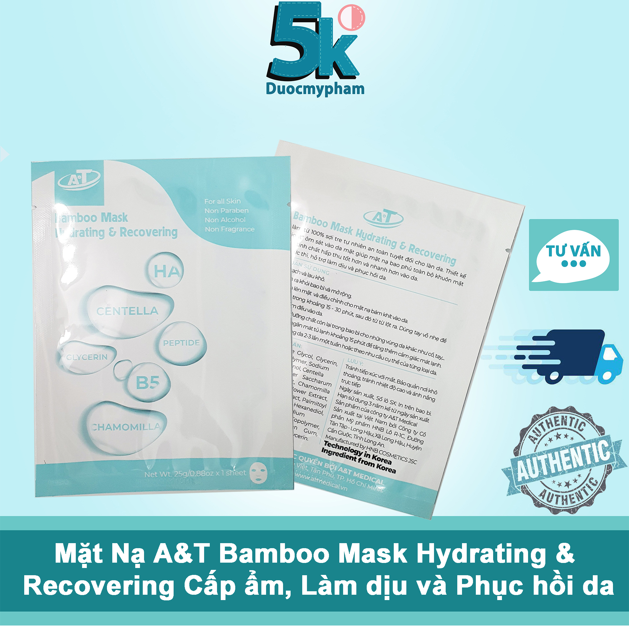 Mặt Nạ B5 A&T Bamboo Mask Hydrating & Recovering Cấp ẩm
