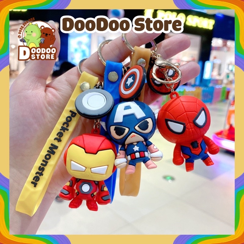 Móc chìa khoá ô tô/ xe máy hoạt hình marvel a06 spiderman, captain, móc chìa khoá hoạt hình siêu nhân