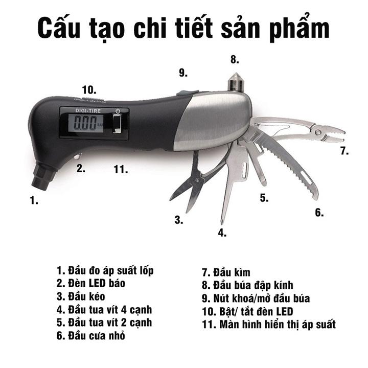 Đồng hồ đo áp suất lốp điện tử đa năng