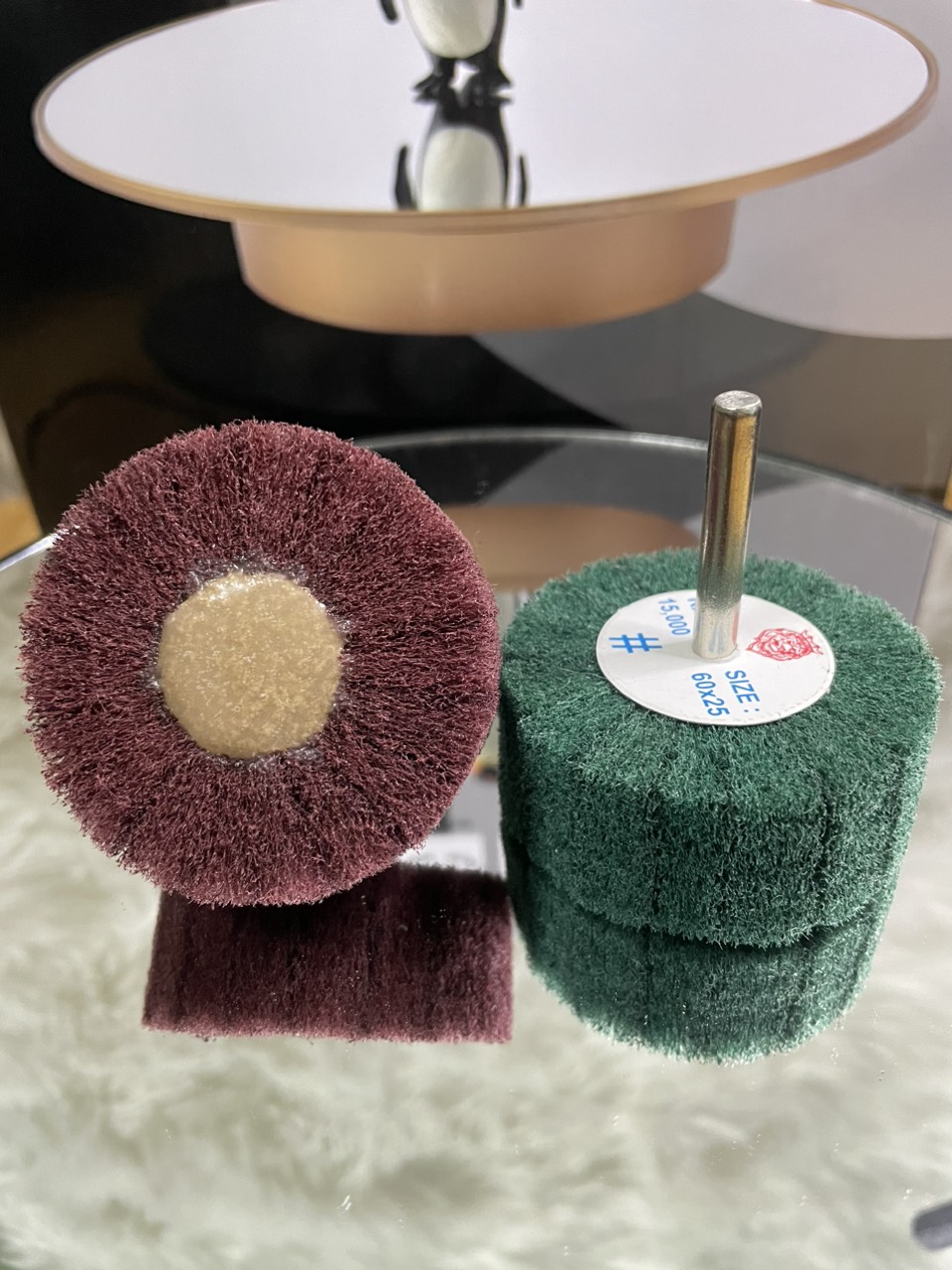 Nhám carem nỉ,Nhám trụ nỉ ,Nhám chuôi nỉ xanh đỏ kích thước 50x25mm cốt 6mm