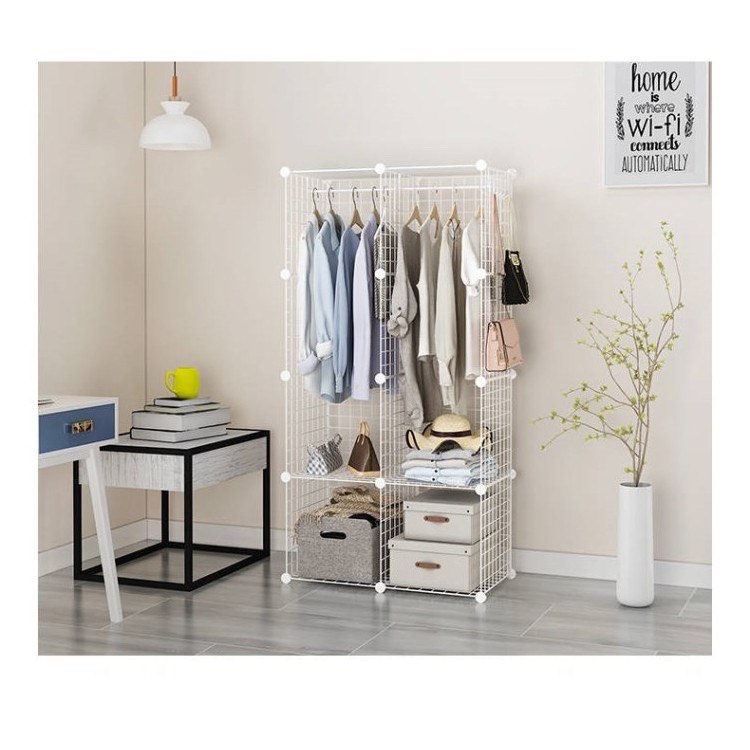 [HCM]Kệ Lưới sắt 8 ô - Kệ sách , quần áo (tặng kèm chốt)
