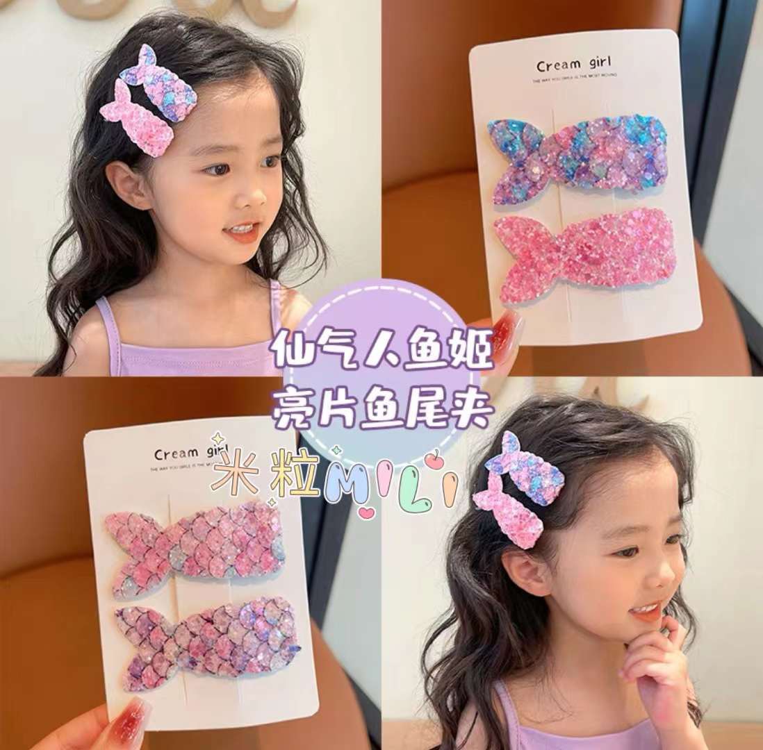 Set 2 kẹp đuôi cá kim tuyến lấp lánh xinh xắn dễ thương cho bé