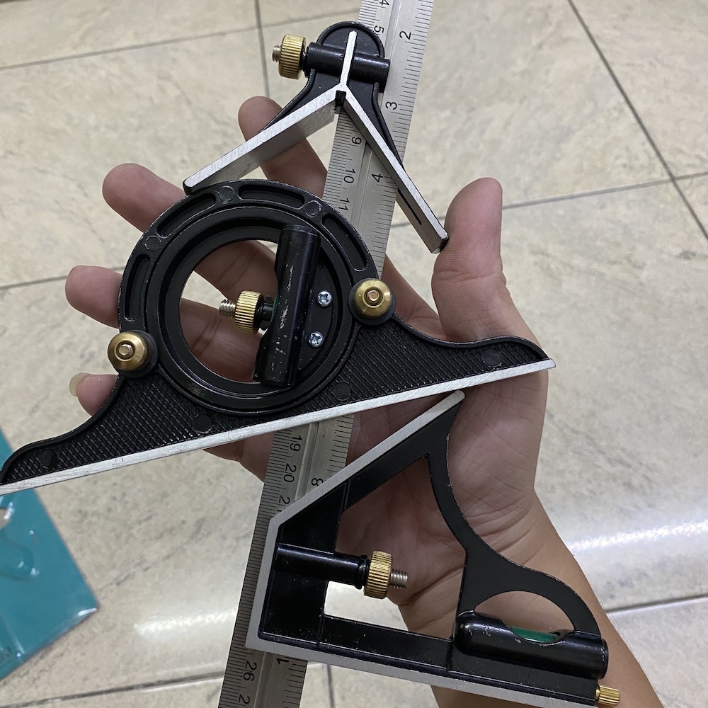 Thước đo góc thủy đa năng, thước eke đo góc cơ khí 30 cm
