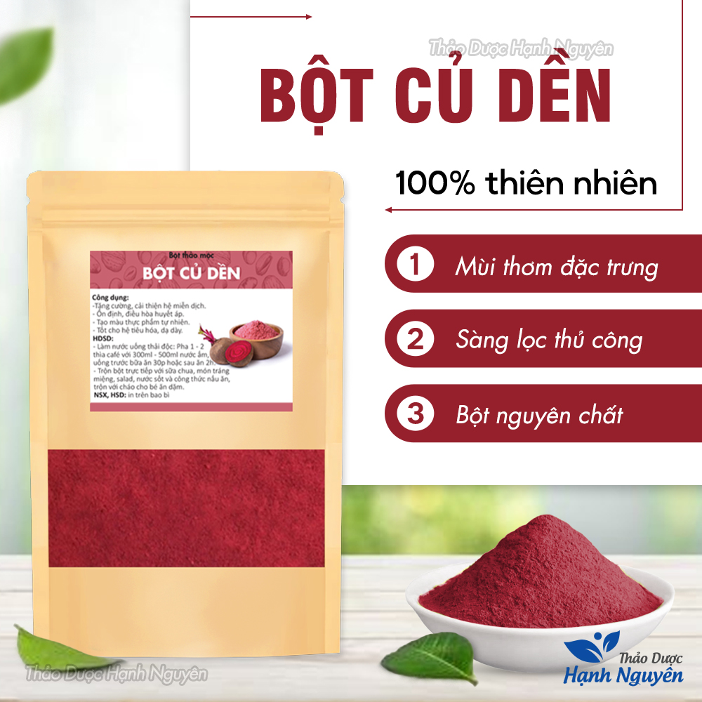 Bột củ dền nguyên chất 100g, củ dền đỏ sấy lạnh, bột rau củ ăn dặm, pha uống, tạo màu tự nhiên