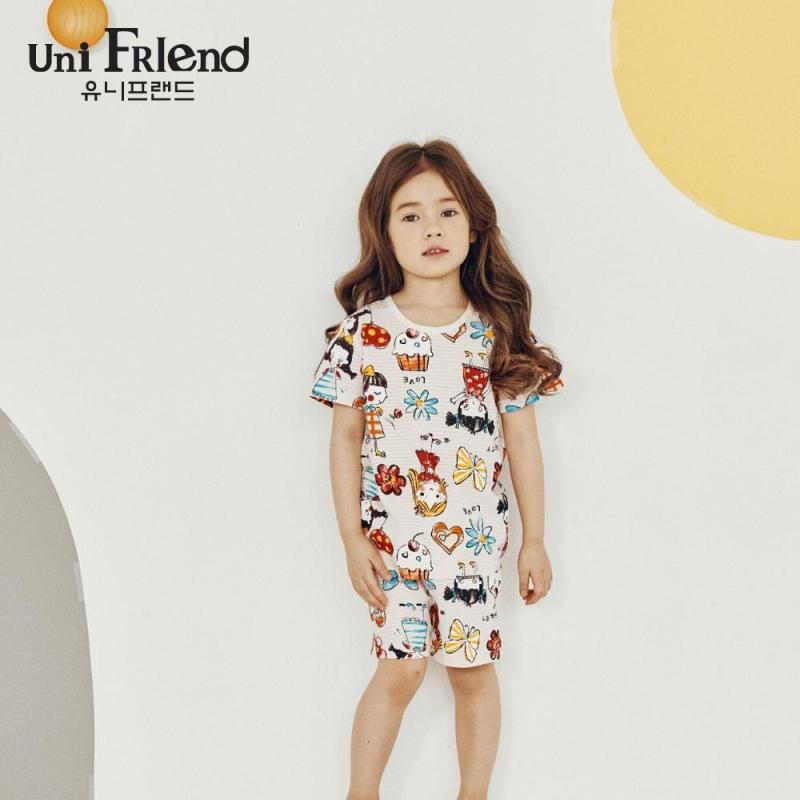 Nơi bán Đồ bộ mặc nhà bé gái Unifriend thun ngắn hoạ tiết cô bé bánh kem U9SSTS20