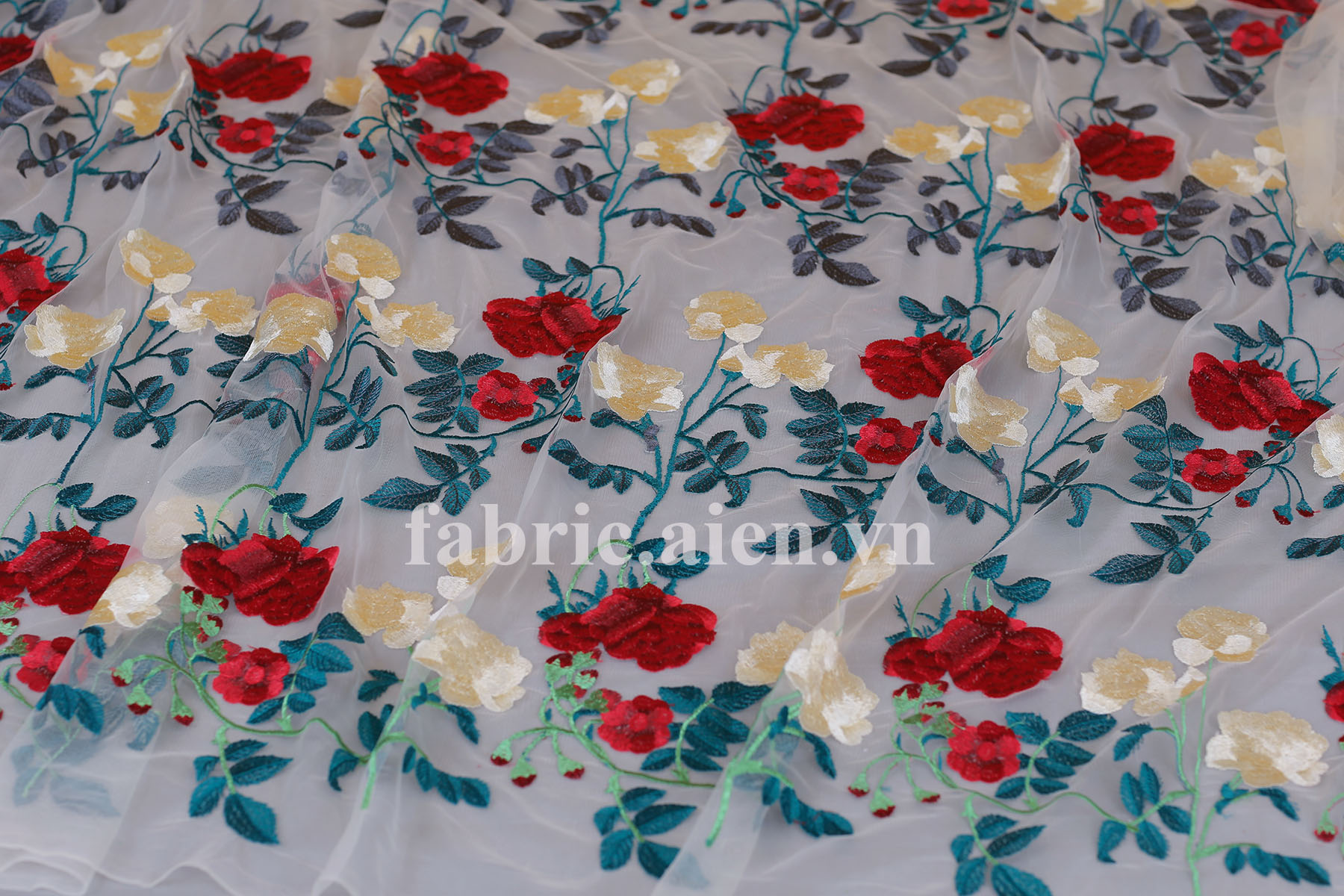 Ren lưới thêu hoa may đầm đẹp ATB-02 (GIÁ BÁN THEO MÉT)