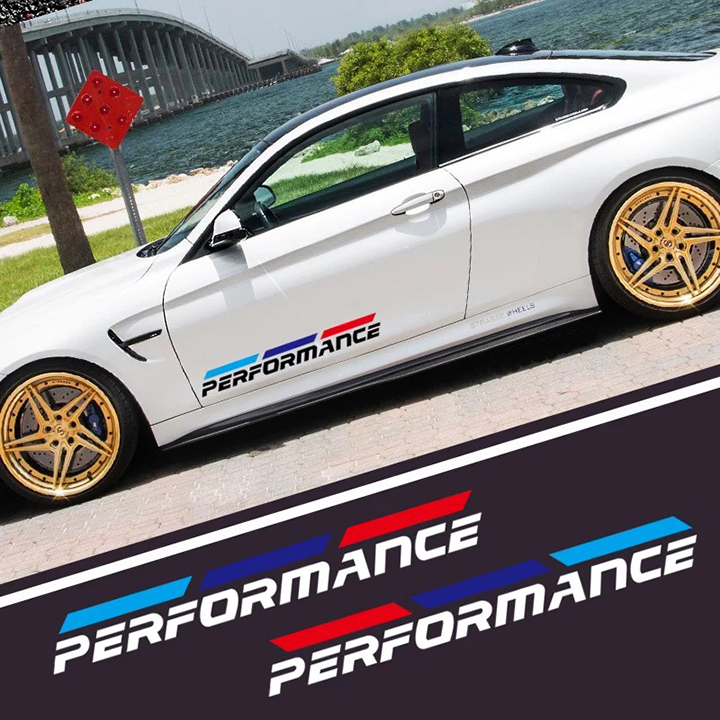 [HCM]Bộ 2 Tem dán cửa xe ô tô Performance 02 (trắng)