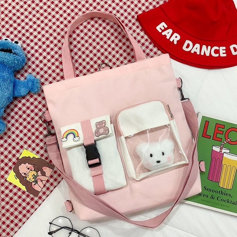 TOTE ĐEO 2 kiểu - TÚI MICA PHỐI MÀU- TT05