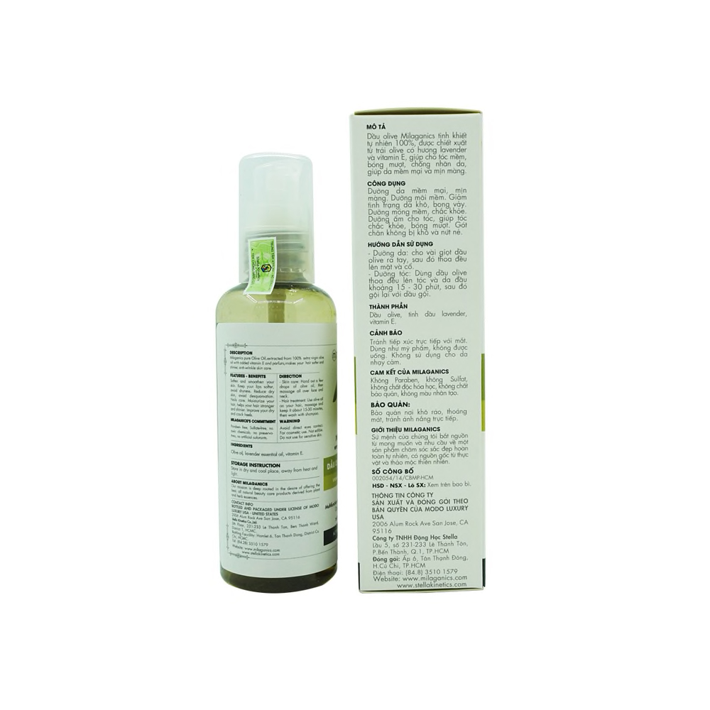 [MUA 2 TÍNH 1] Dầu Olive Milaganics 100ml