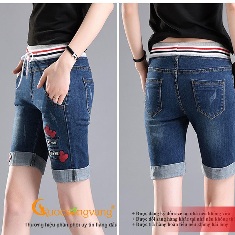 Quần short nữ lưng cao lưng thun quần lửng jean nữ GLQ062 Cuocsongvang