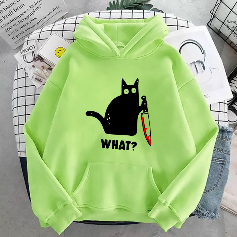 Áo hoodie in knife cat