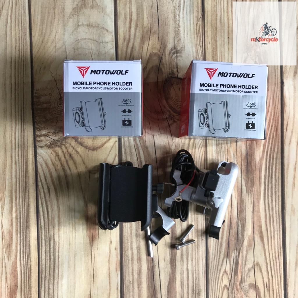 Kẹp điện thoại Motowolf kèm sạc