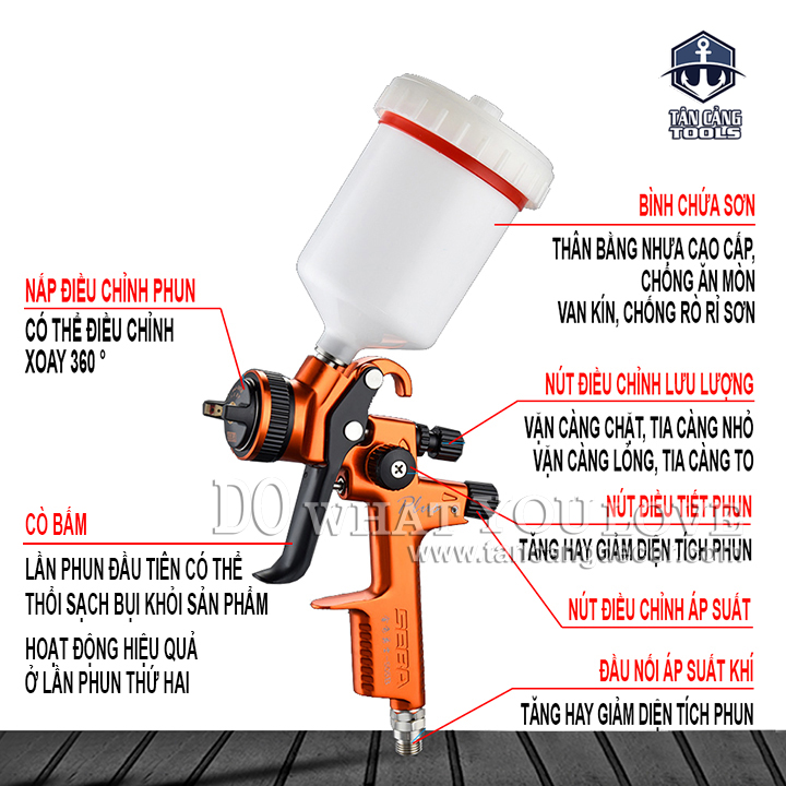 Súng Phun Sơn Seba Plus SEB505 1.3 mm RP 600 cc