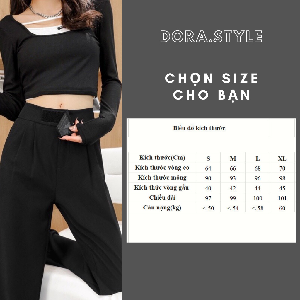 Quần Nữ Dora Style Ống Rộng Cạp Dán, Siêu Hack Dáng, Phong Cách Hàn Quốc