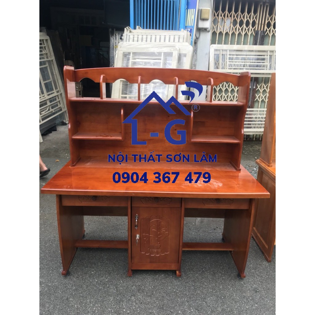 Bàn học sinh gỗ thông tự nhiên màu nâu gỗ đẹp cho bé