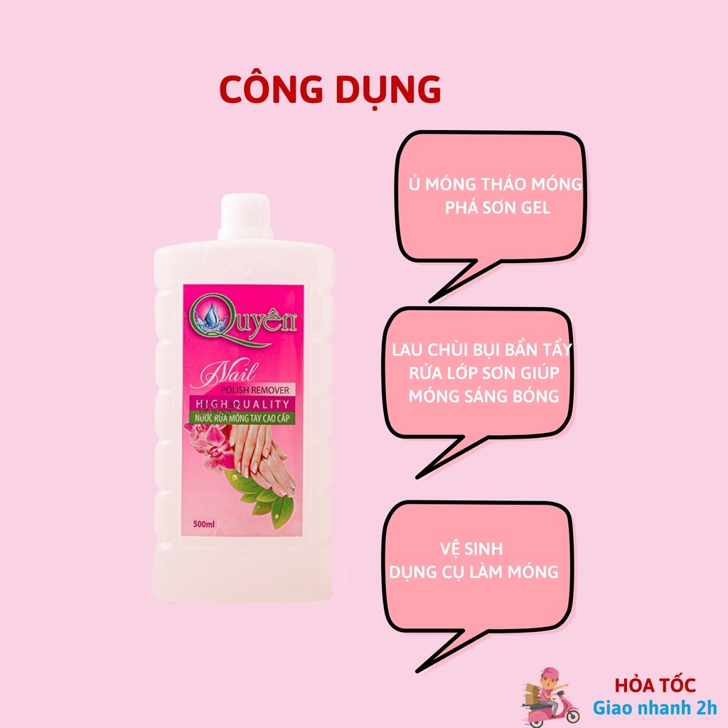 Aceton nước rửa móng tay phá móng gel chai 500ml