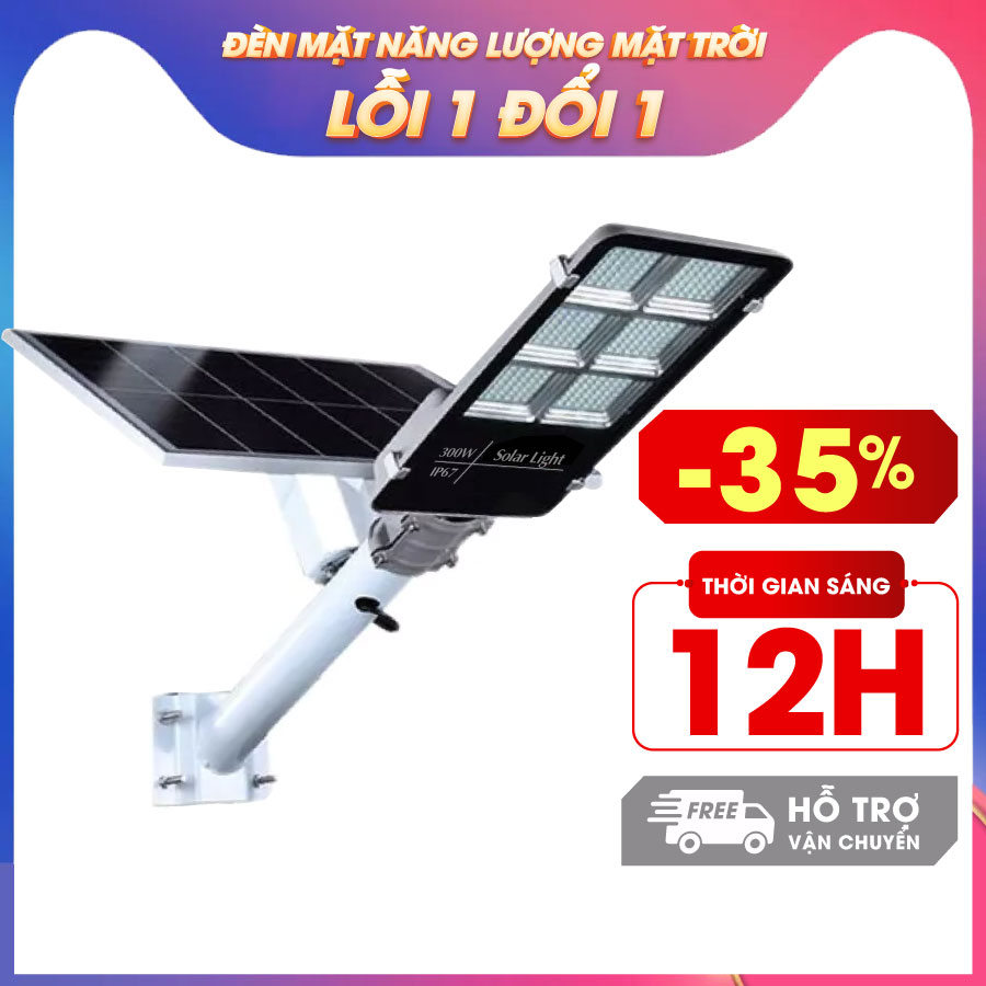 Đèn năng lượng mặt trời đường phố bàn chải 300W, Có remote Có giá đỡ gắn đèn BH 24 tháng IP67 360 led Bảo Hành 2 năm Lỗi 1 Đổi 1