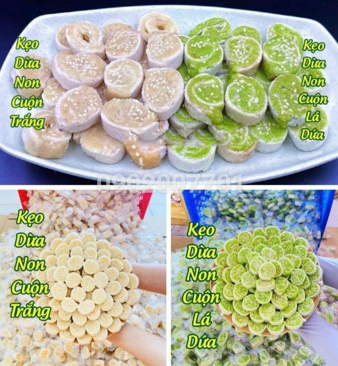 500g kẹo dừa non cuộn mix vị siêu ngon - đặc sản bến tre- kẹo dừa bến tre- đồ ăn vặt
