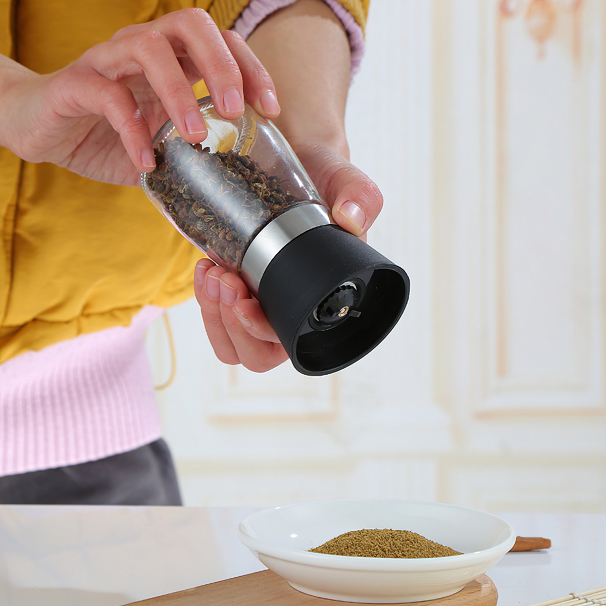 Pepper Mill, Pepper Grinder, Glass Dry Grain Grinder