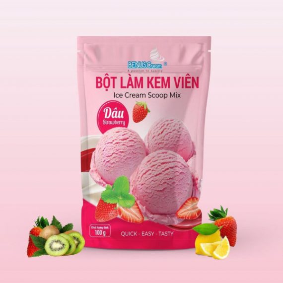 Bột Làm Kem Viên Vị Dâu (100g)