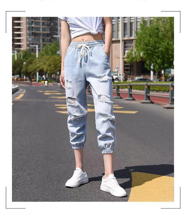 Quần Jeans Lửng Nữ Rách Lưng Cao Siêu Xinh
