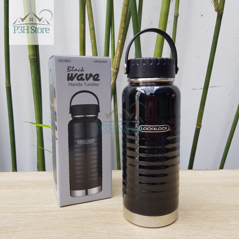 Bình Giữ Nhiệt 900ml Lock&Lock Wave Handle màu đen LHC4163BLK