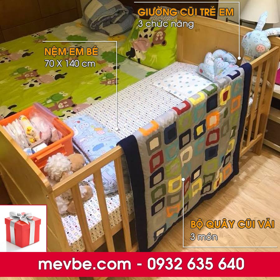 Cũi Marlow màu gỗ tự nhiên - Mẹ Vì Bé