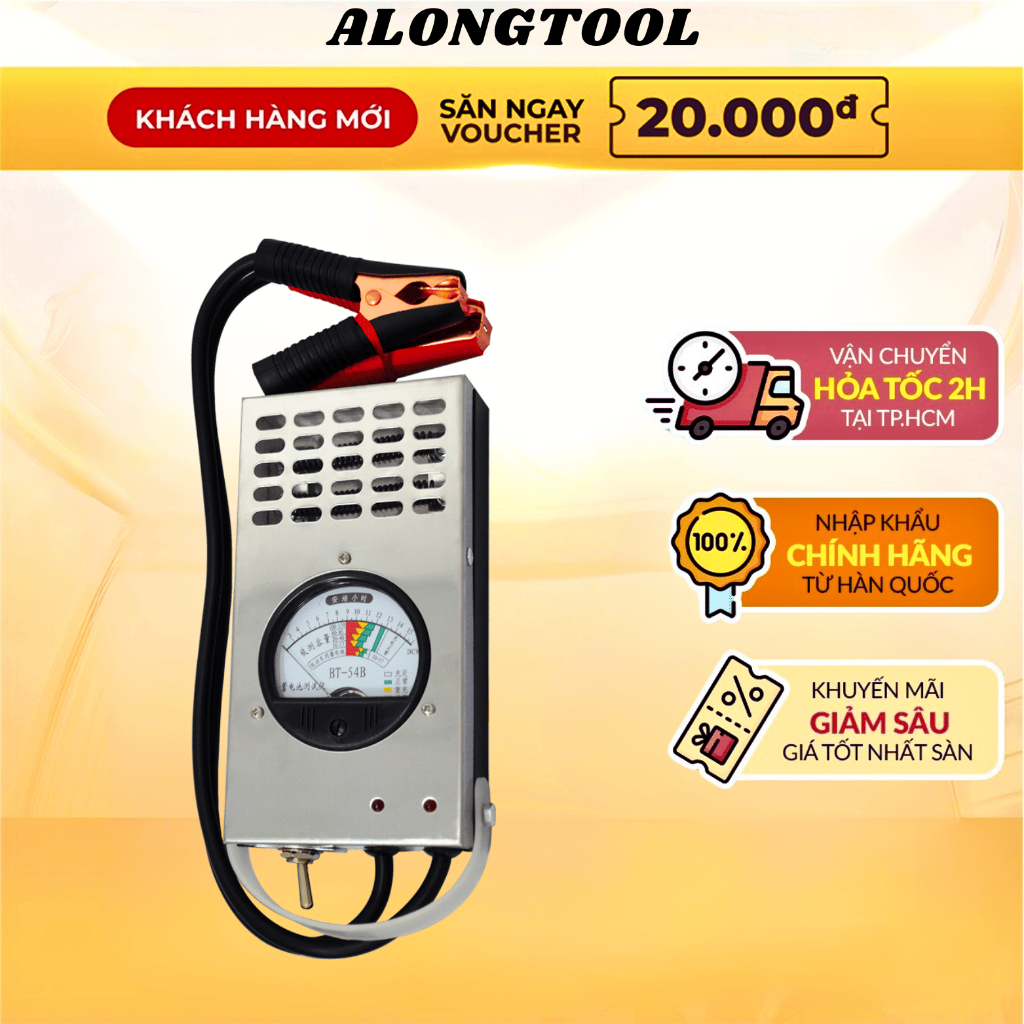 Dụng cụ kiểm tra bình ắc quy bt54 alongtool, kiểm tra sống chết ắc quy xe máy, xe điện , ô tô 5ah-150ah