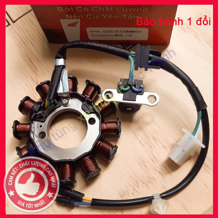 Cuộn lửa xe Wave 110cc, Cuộn điện xe máy đánh lửa mạnh ổn định bảo hành 6 tháng