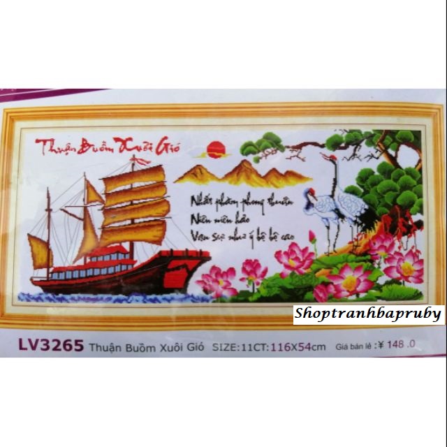Tranh thêu Thuận Buồm Xuôi Gió LV3265 kích thước 116 x 54 cm