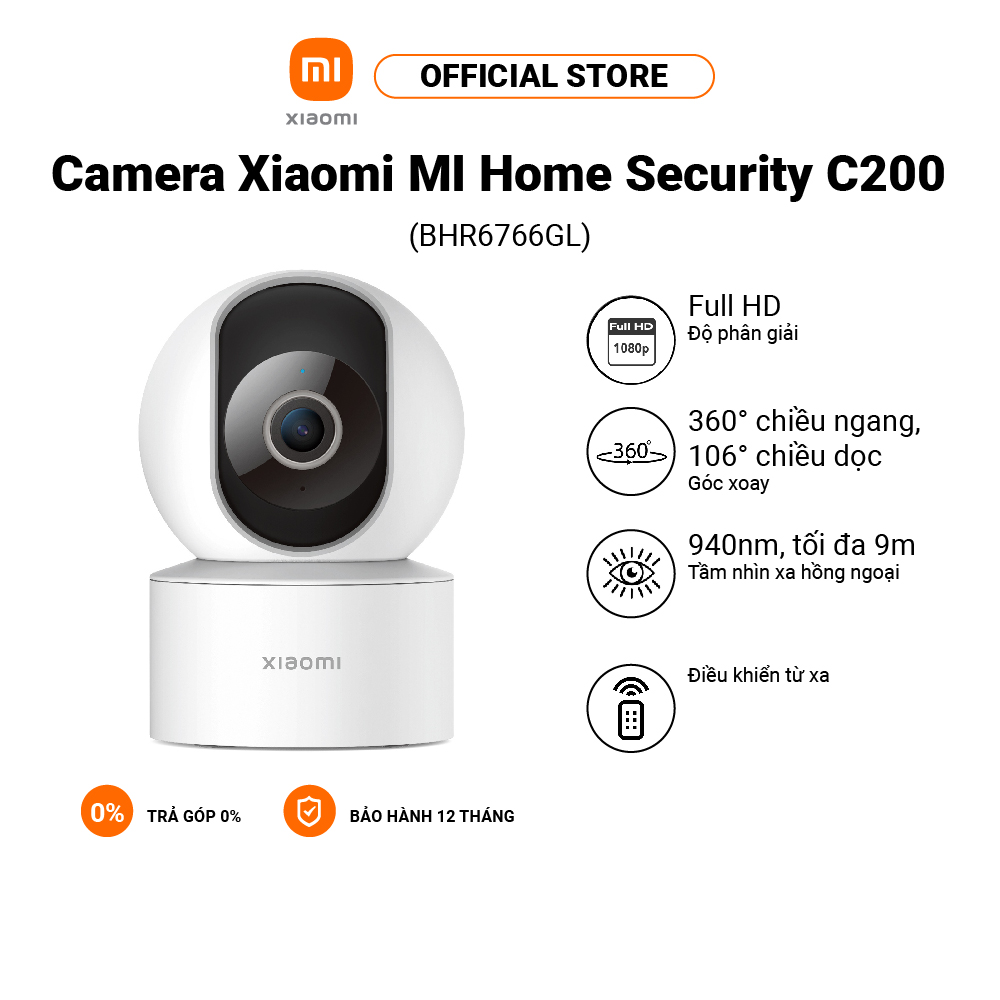 Camera Xiaomi MI Home Security C200 1080P | Xoay 360° | Hồng ngoại nhìn ban đêm | Phát hiện có người - Hàng chính hãng