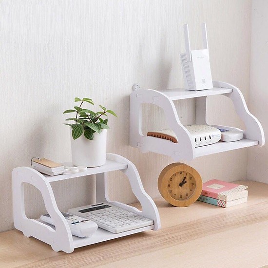 KỆ GẮN TƯỜNG TRANG TRÍ MINI 2 TẦNG ĐỂ MODEM, WIFI