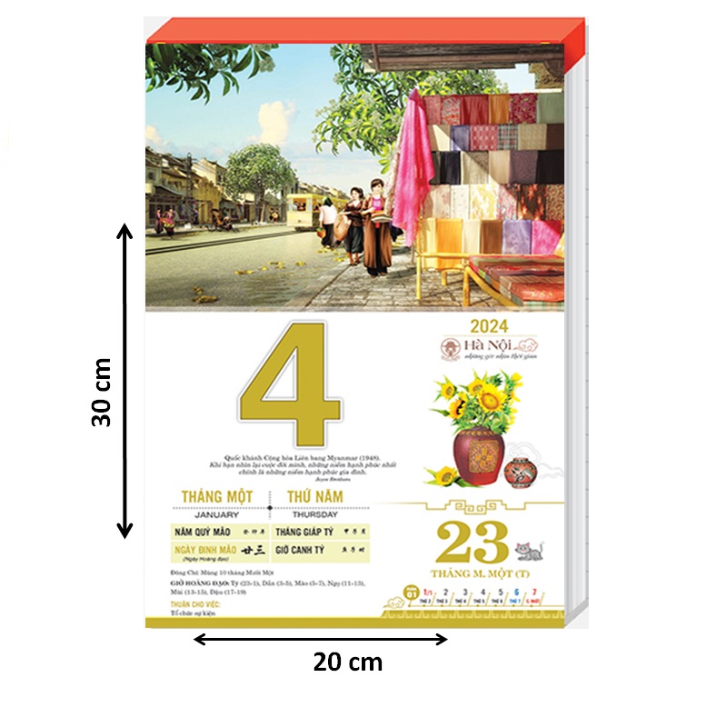 Bloc lịch 2024 - kích thước 20cm x 30 cm – Lịch Hà Nội