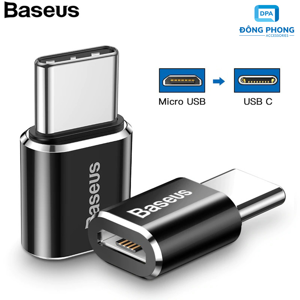 Đầu Chuyển Cổng Micro USB Sang Type C Chính Hãng Baseus
