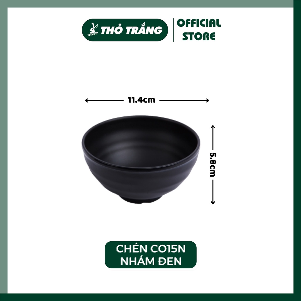 Chén cơm nhựa Melamine Nhám Đen/Ngói