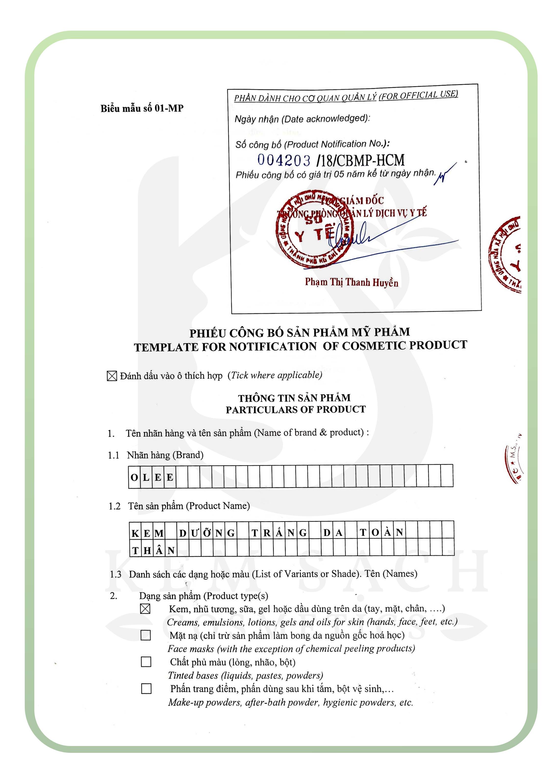 [LẺ] KEM BODY OLEE