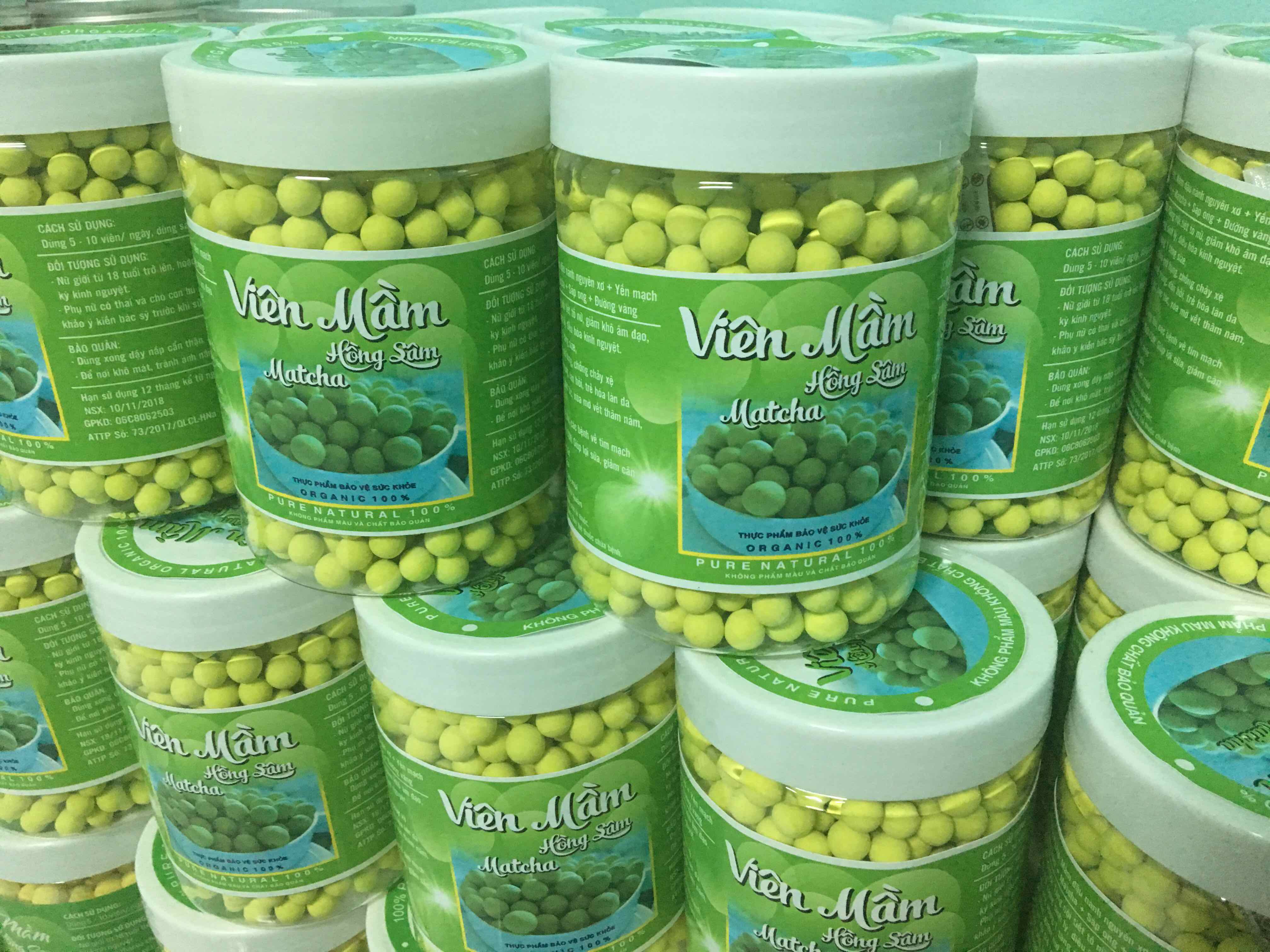 VIÊN MẦM HỒNG SÂM MATCHA 500g