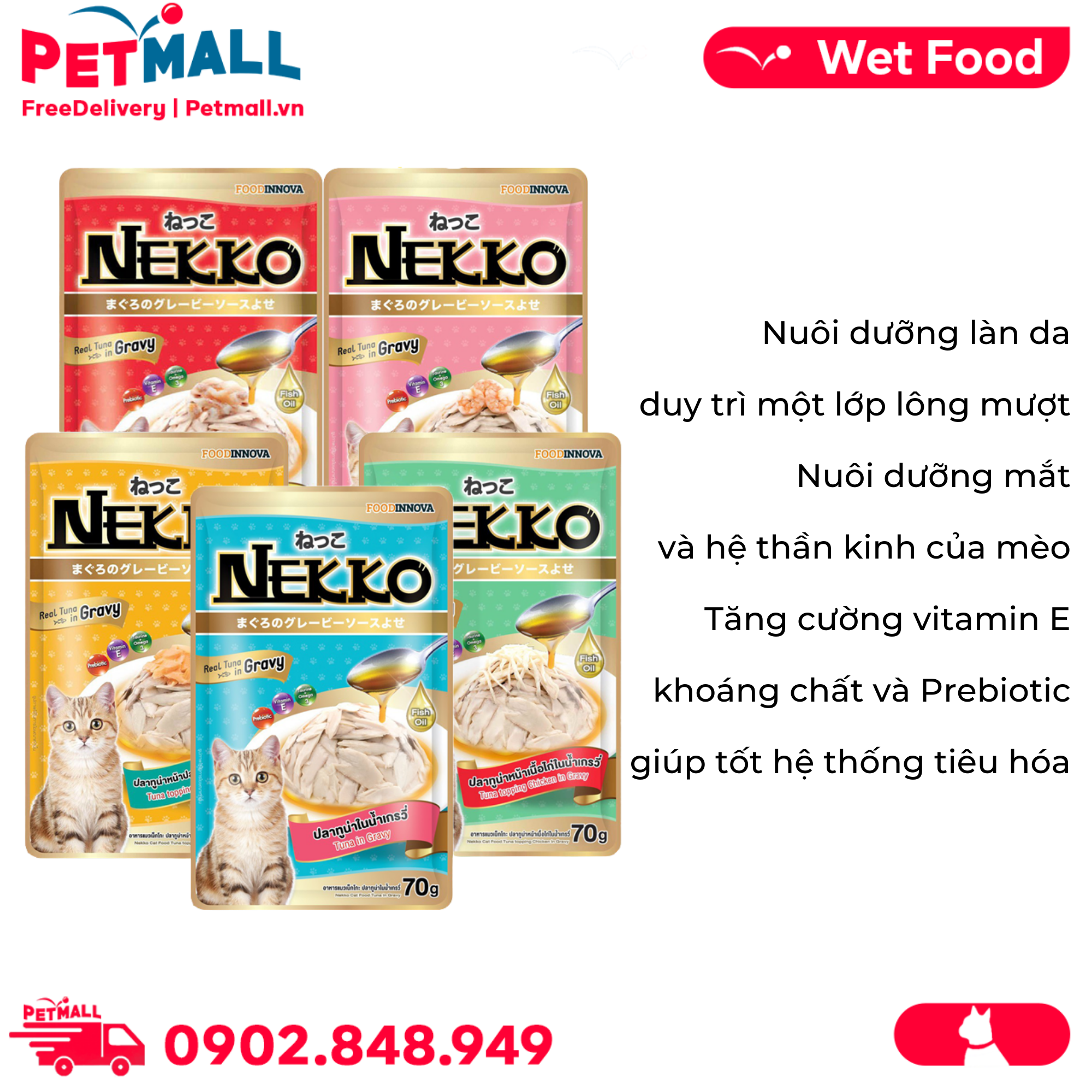 Combo 48 gói 70g - Pate mèo NEKKO Gravy - Mix vị Petmall