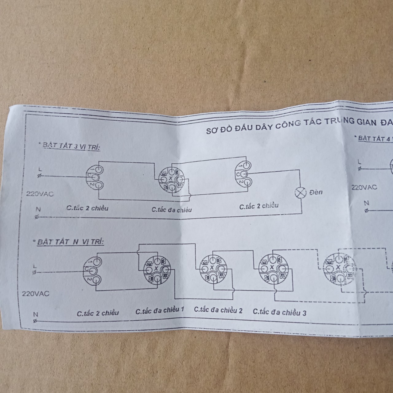 Hạt công tắc trung gian, đa chiều  4 cực Sino-Vanlock, S19 (hạt vuông)