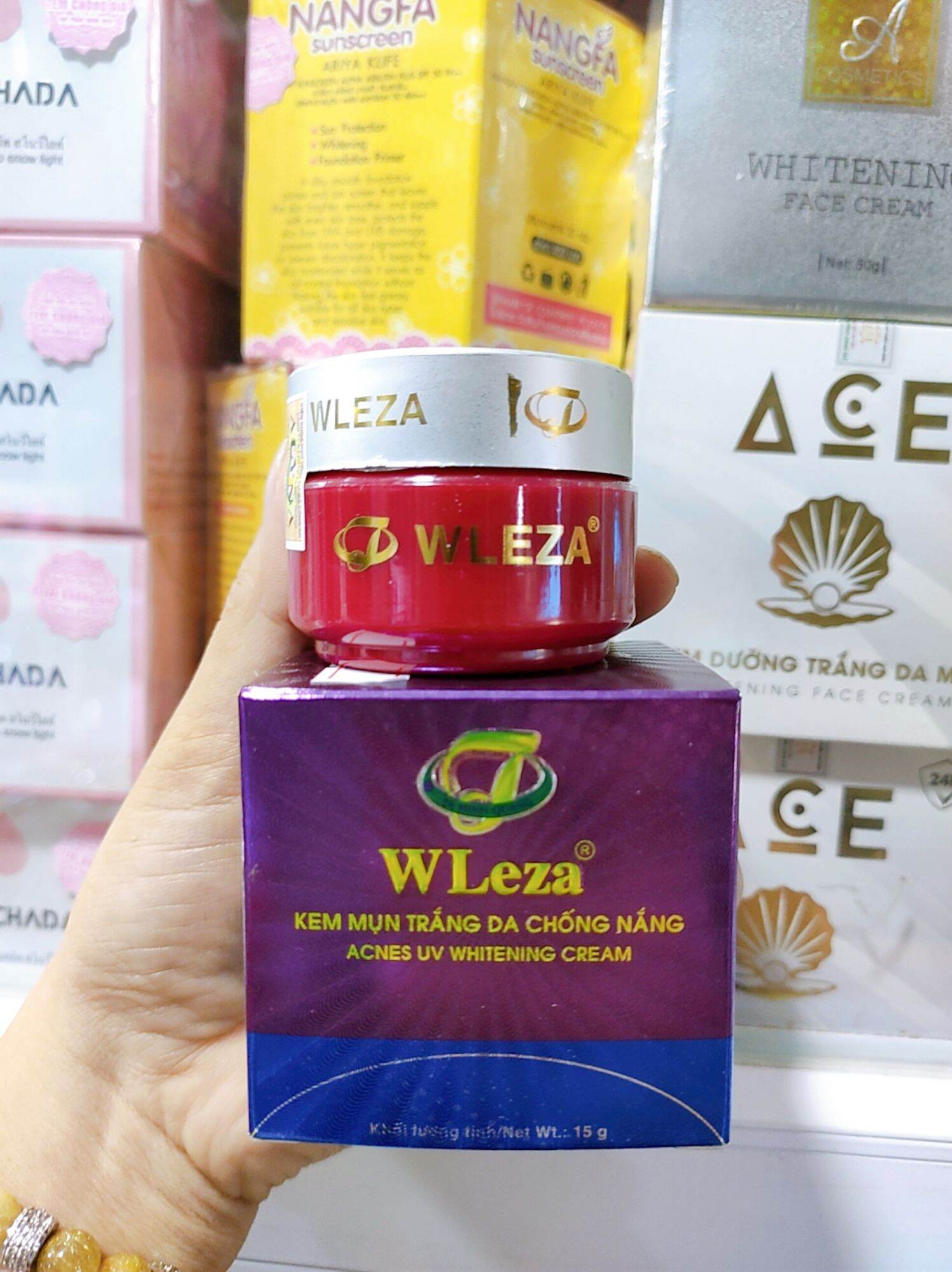 Kem mụn, trắng da, chống nắng wleza tím 15g