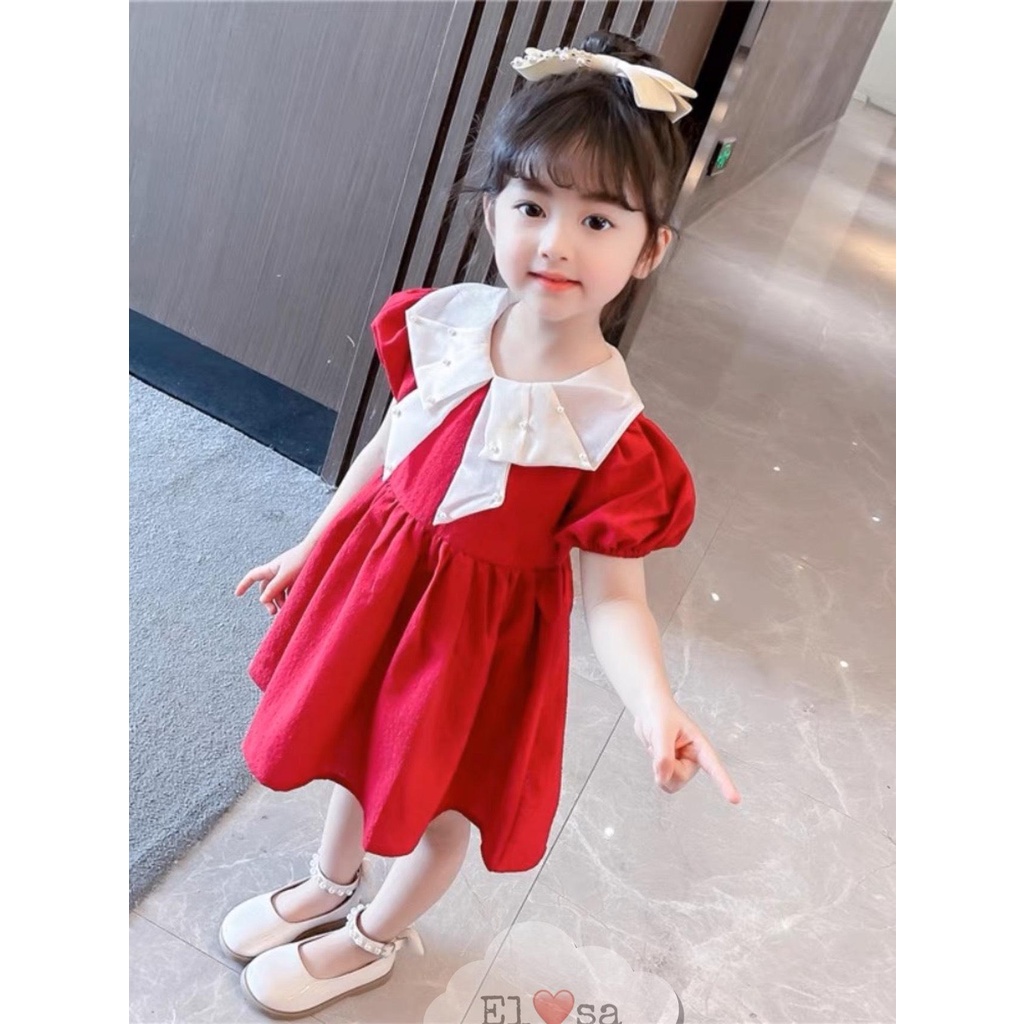 Đầm đỏ đính nơ cho bé gái dễ thương(DNN) | Lazada.vn