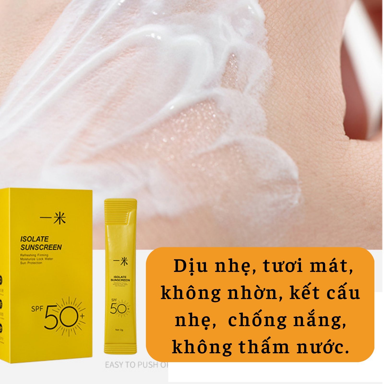Kem chống nắng CĂNG BÓNG MỊN MÀNG chống nắng vượt trội ngăn 99%tiaUV dạng gói tiện lợi sữa dưỡng chống nắng