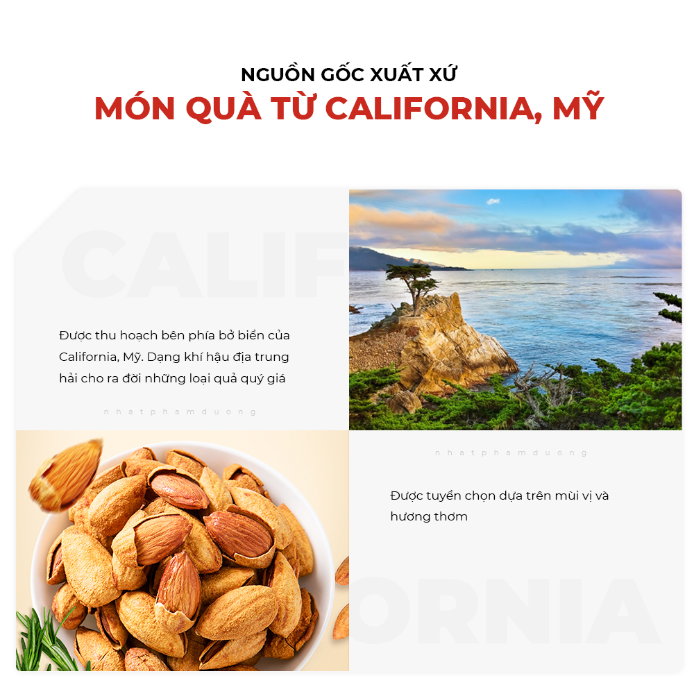 Hạnh nhân rang bơ Nhất Phẩm Đường nhập khẩu Mỹ vỏ mỏng