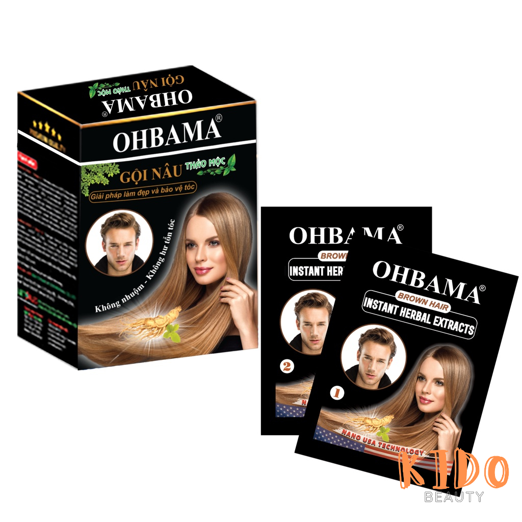 Dầu gội phủ bạc ohbama black | brown hair instant 20ml gội là đen / nâu thảo mộc