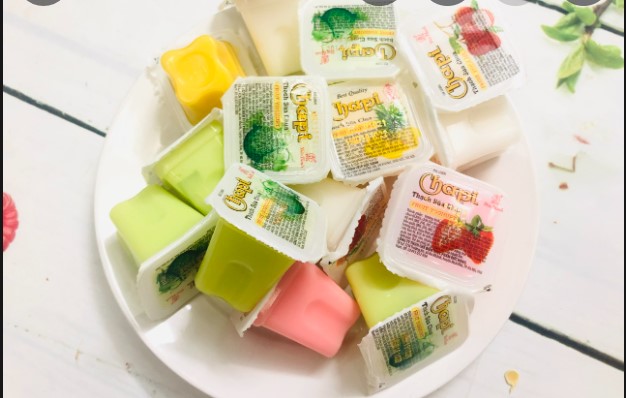 thạch sữa chua hủ  lớn gói 100gr ( chia lẽ từ gói 500gr)