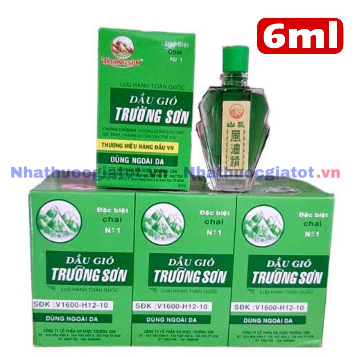 Dầu gió xanh Trường Sơn lọ 6ml-Hộp 12 lọ
