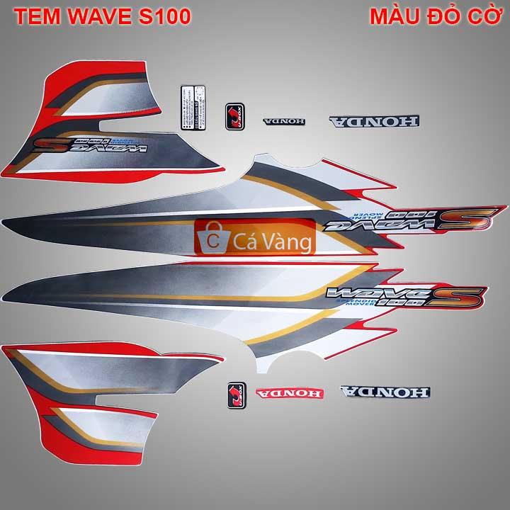 [HCM]Tem xe máy Wave S100  - MÀU ĐỞ CỜ chất lượng