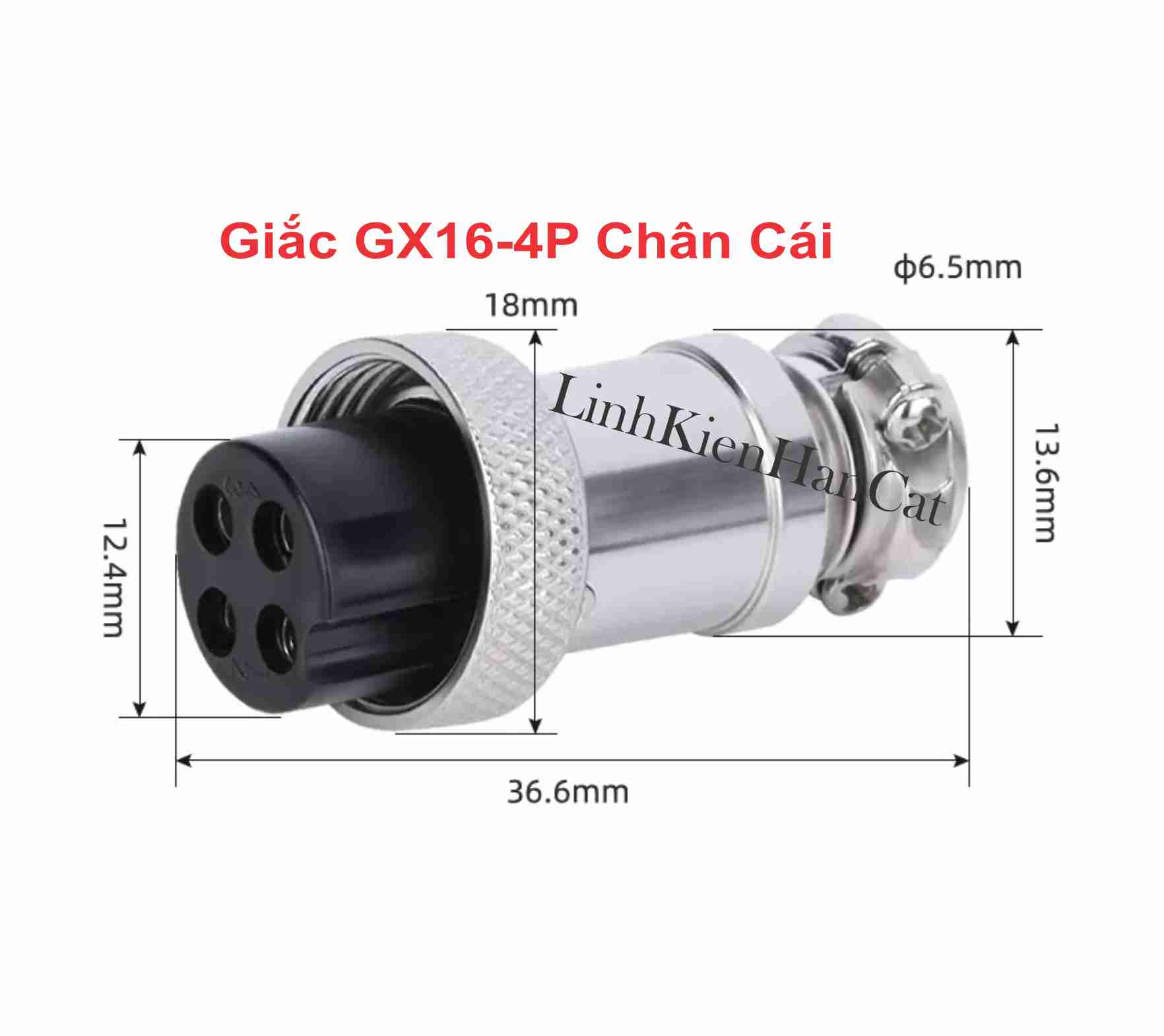 Giắc gx16-4p chân cái