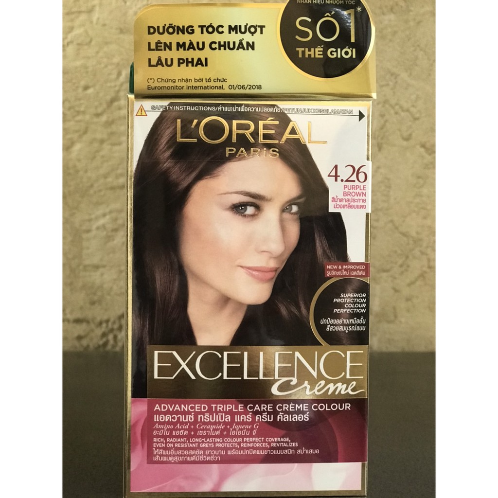 [HCM]Thuốc nhuộm tóc Loreal Exc Creme #4.26 Nâu tím ánh đỏ 172ml